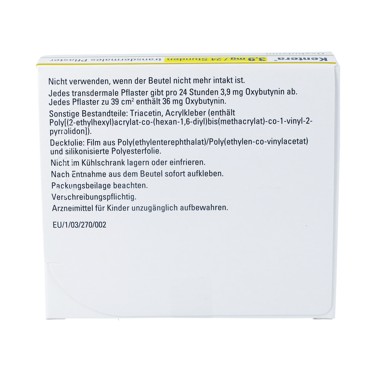KENTERA 3,9 mg/24 Stunden transdermale Pflaster