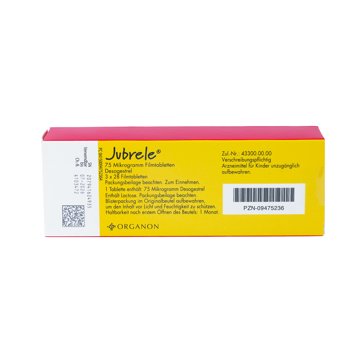 JUBRELE 75 Mikrogramm Filmtabletten Desogestrel