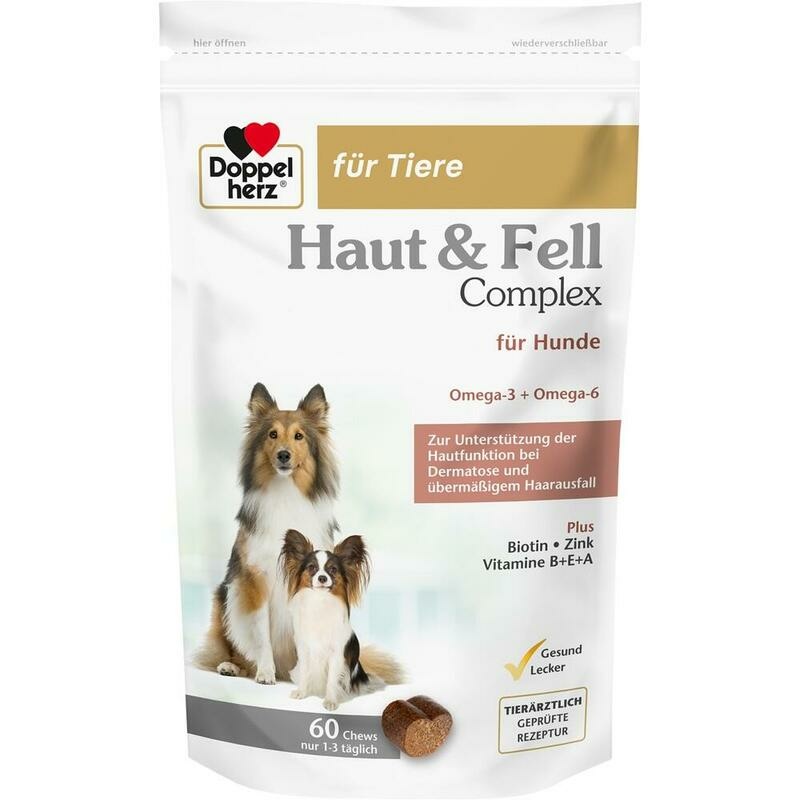DOPPELHERZ für Tiere Haut&Fell Compl.Chews f.Hunde