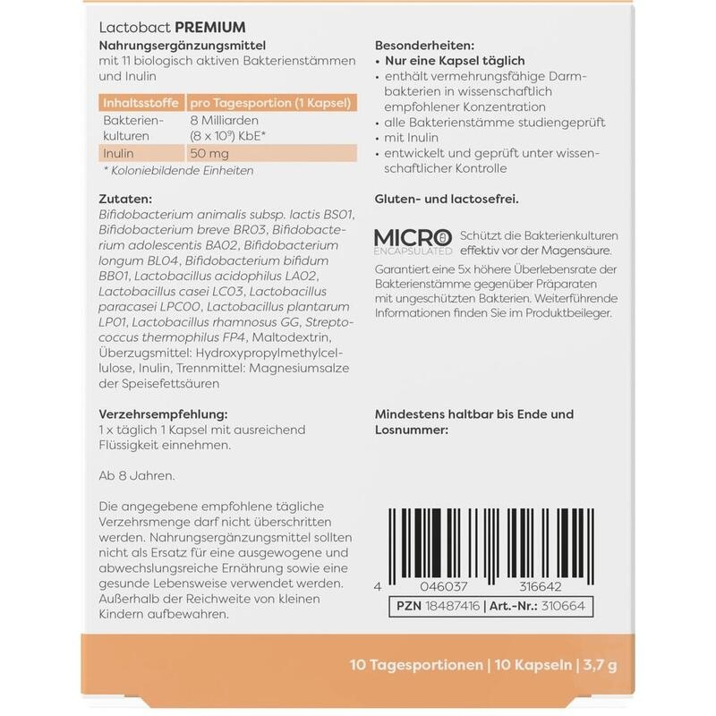 LACTOBACT PREMIUM magensaftresistente Kapseln
